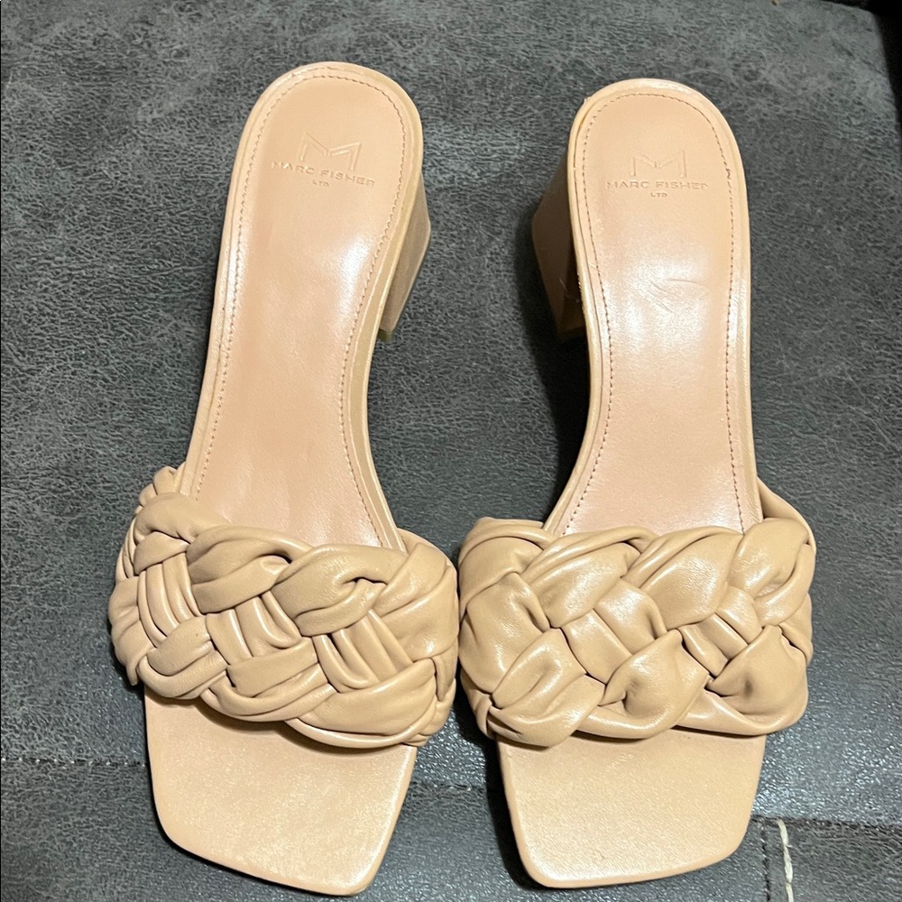Marc Fisher Tan Braided Mules